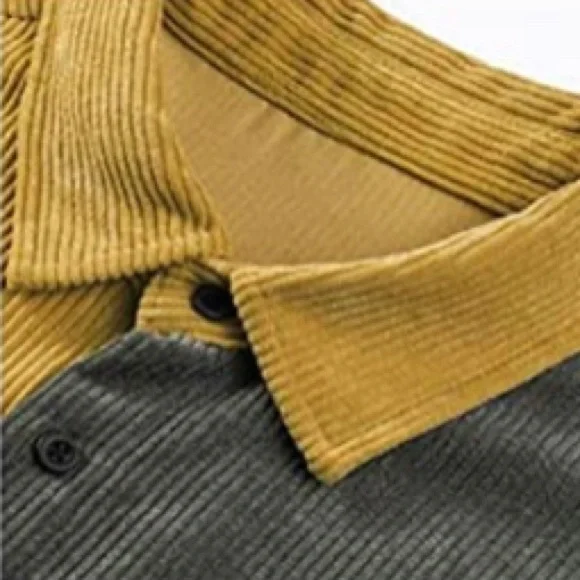BRAND NEW MENS COLORBLOCK CASUAL BUTTON DOWN CORDUROY OVERSHIRT NWT - Picture 3 of 6